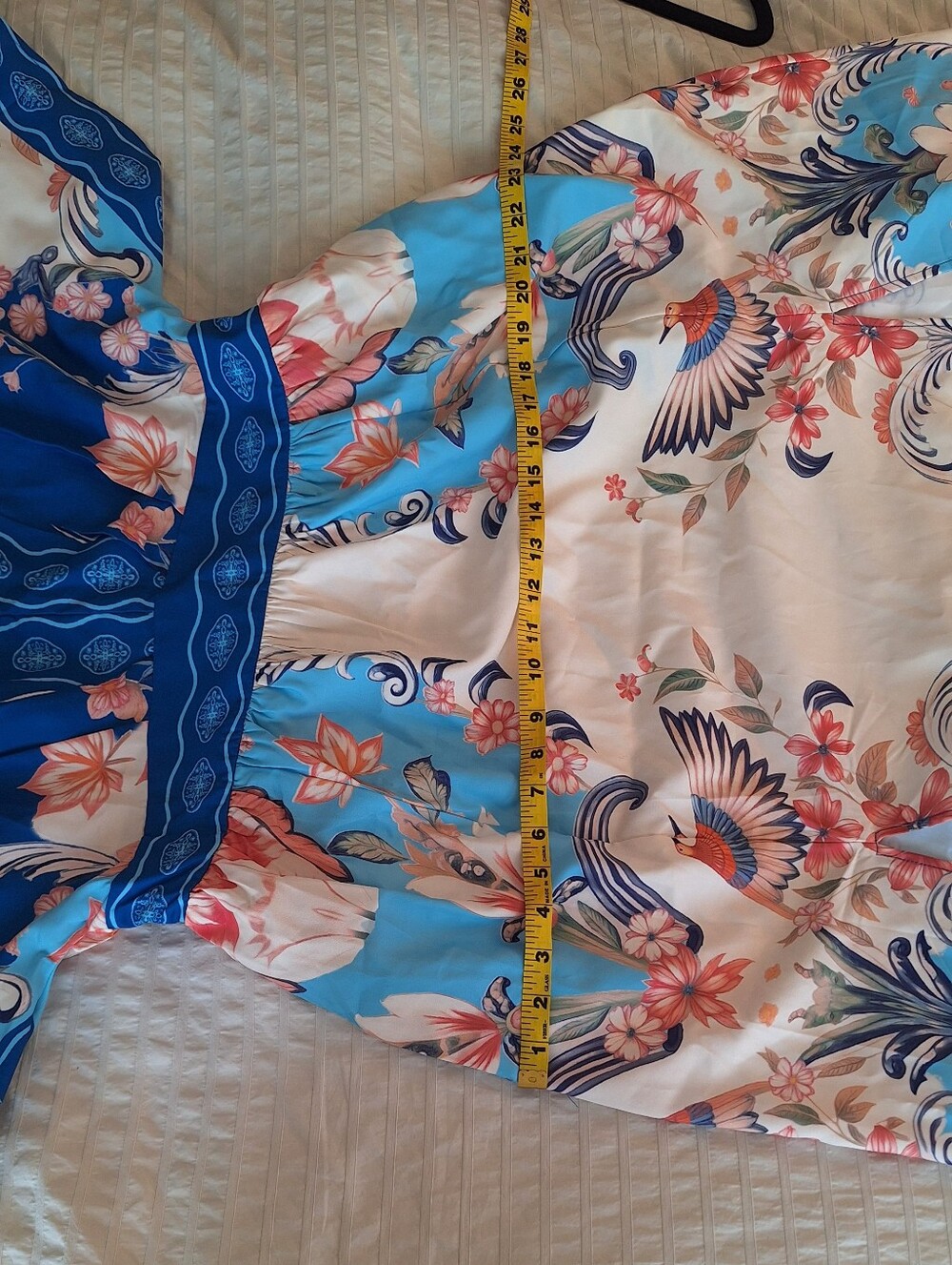 Cupshe Blue, Cream And Coral Floral Maxi Dress with Slits - Picture 5 of 8
